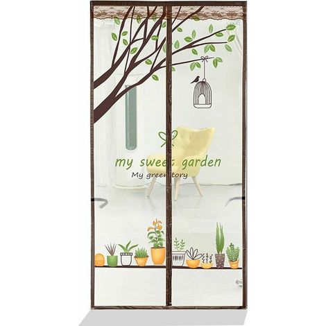 Moustiquaire Magnétique Pour Porte, Joint Magnétique de Haut en Bas, Fermeture Automatique, Garde l'Air Frais à l'Intéri (90x220cm, doux jardin) (1/4)