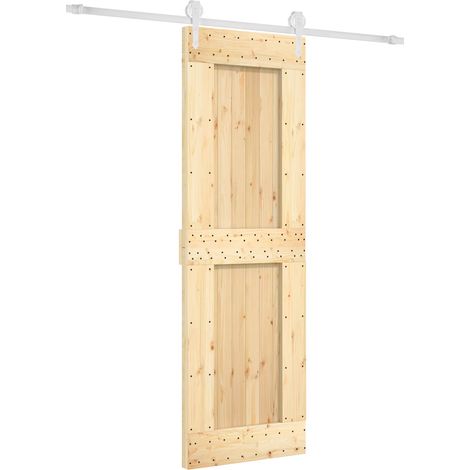 Schiebetür Natürlich und Weiß 70 x 210 cm Massivkiefer vidaXL