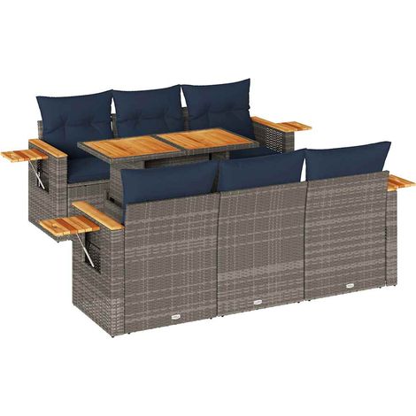 vidaXL Set Divani da Giardino 7 pz con Cuscini Grigio in Polyrattan (1/5)