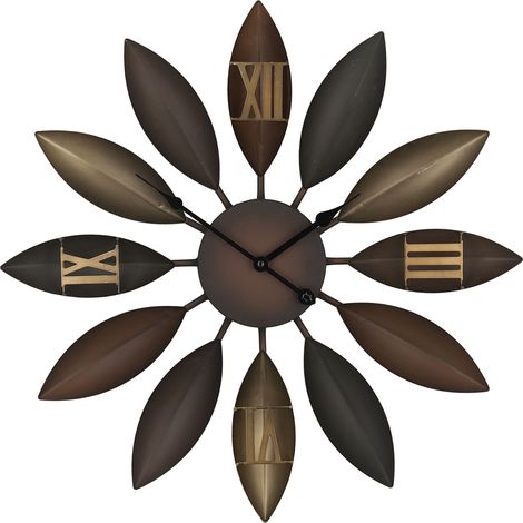 Reloj de pared marco de hierro marrón diseño con forma de flor números romanos redondo 55 cm Beinwil (1/5)