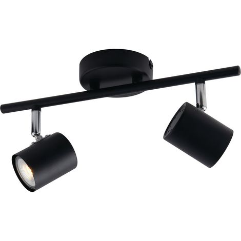 Spot ZERO in metallo nero con due punti luce orientabili