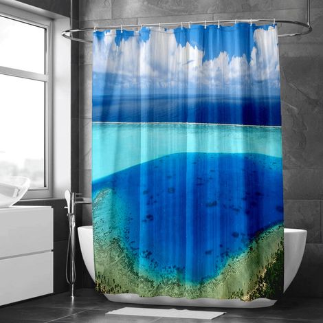 Rideau de douche nature de feuillage automnal, style campagne, tissu lavable en machine - 150x180cm (1/5)