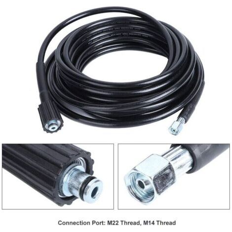Manguera de alta presión de 10 m, rosca M22 - Manguera para hidrolimpiadoras de alta presión con conector rápido tipo clic para hidrolimpiadoras Krcher K2 y K3.