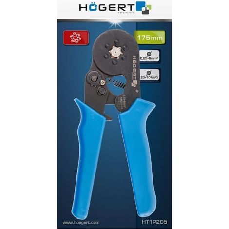 Pince à sertir pour œillets et contacts de câbles isolés Hogert HT1P205 175 mm (1/3)