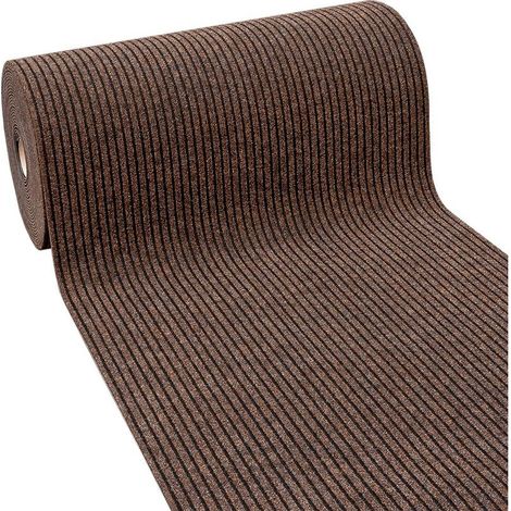 Tapis Coureur Cuisine Moquette Épais Intérieur Extérieur Rayé Marron - 100x40 Cm (1/5)