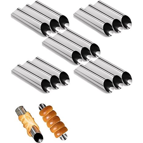 15 tubos para cannoli - Moldes para hornear - Molde para cannoli - Acero inoxidable - Plateado (1/5)