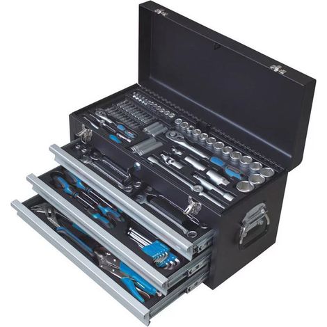 Sodise – Coffre de servante 4 niveaux – 108 outils – Douilles 1/2" et 1/4" – Clé à cliquet 72 dents – Caisse à outils transportable (1/3)