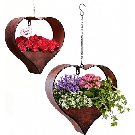 Pot de Fleurs Suspendu en Forme de Cœur, en Métal Pour Intérieur et Extérieur, Balcon et Salon (1/5)