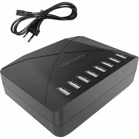 Chargeur USB 40 W, multi-USB à 8 ports, hub de charge avec détection intelligente, station de charge USB multi-ports, pour smartphones, tablettes et autres appareils (1/5)
