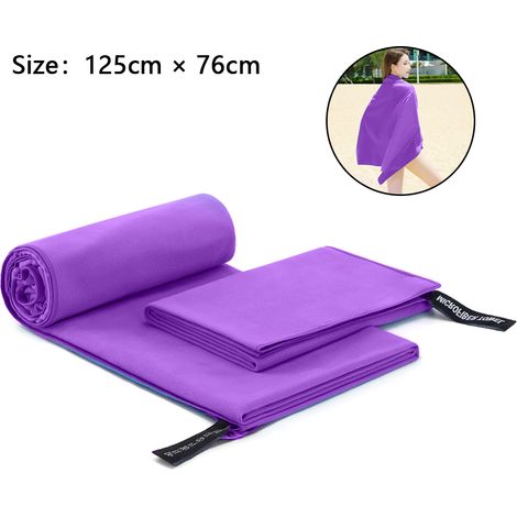 Serviettes en microfibre, séchage rapide et compactes, parfaites pour le sport, la plage ou les voyages (violet, serviette de bain 76x152 cm) (1/5)