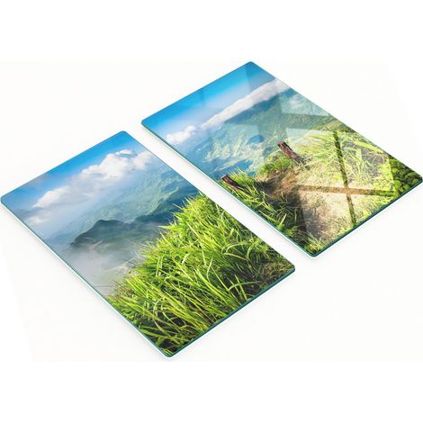 Tablas de cortar de vidrio para cocina con superficie estampada, 2 x 30 x 52 cm.