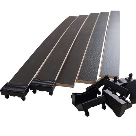 Lot de 5 lattes grises + embouts pour sommier et lit 680x48x8 mm Bois hêtre durable - 7 plis Remplacement - Rechange - Renfort pour sommier / bz / clic clac / canapé (1/5)