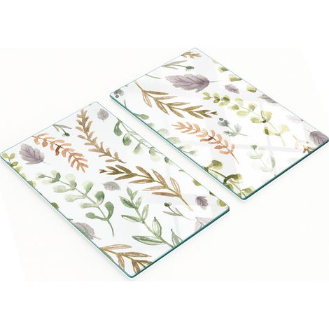 Tableros de vidrio decorativos multifuncionales con flores de acuarela, 2x30x52 cm.