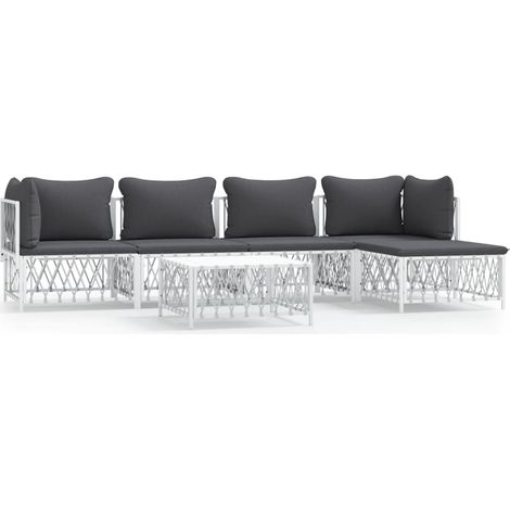 Maison Exclusive - Set Salotto da Giardino 6 pz con Cuscini in Acciaio Bianco (1/5)