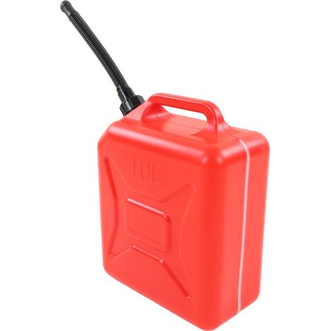 Bidon d'essence rouge de 10 litres (2,6 gallons) avec graduation, en PEHD épais et ABS ignifugé. (1/5)