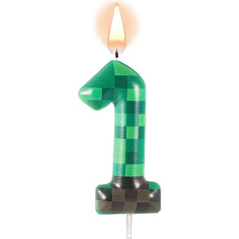 Bougies d'Anniversaire à Thème TNT pour Gâteau, Bougies d'Anniversaire à Chiffres Verts Pixels Décorations de Gâteaux TNT pour Anniversaire Baby Shower Jeux Vidéo Fournitures de Fête (Numéro 1) (1/5)