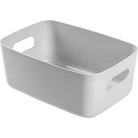 Panier de rangement pour bureau PP, boîte de rangement de cosmétiques, organisateur d'articles divers de bureau avec poignée pour la maison, grand gris (1/5)