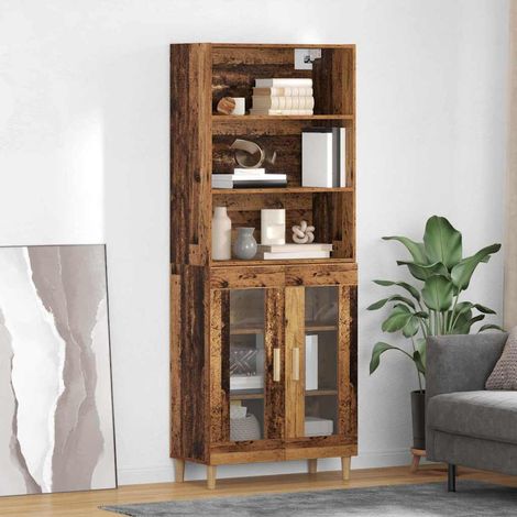 Highboard Altholz 69,5 x 32,5 x 180 cm Holzwerkstoff