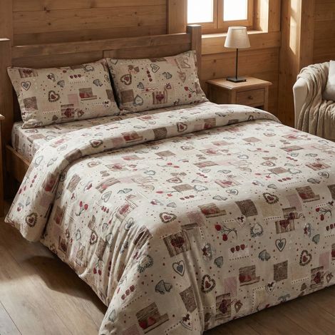 COPRIPIUMINO Tirolese dis. HOLLY CUORE country Cm. 155X200