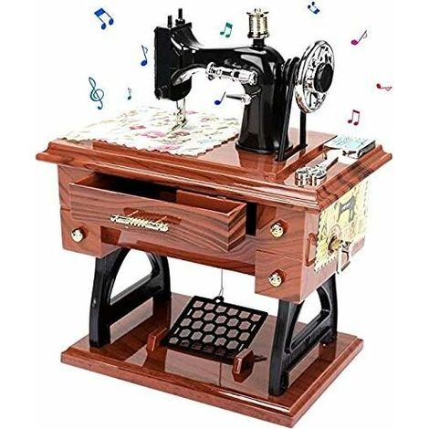 Vintage Music Box Mini Sewing Machine Style Mechanical Music box Gift for Birthday Christmas Valentine's Day Home decoration Crafts (1/5)