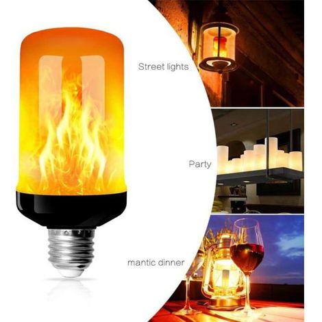 Ampoule flamme E27, LED 5 W, effet flamme, 4 modes d'éclairage, décorative pour Nol, mariages, jardin, maison (lot de 2) (1/5)