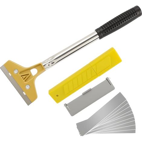 30 Cm X 10 Cm Grattoir Vitre Avec 10 Lames En Acier Au Carbone 100 Mm, Grattoir Peinture, Grattoir Sol Et Grattoir Plancha, Manche Ergonomique Pour Enlever Colle, Papier Peint, Peinture Et Résidus (1/5)