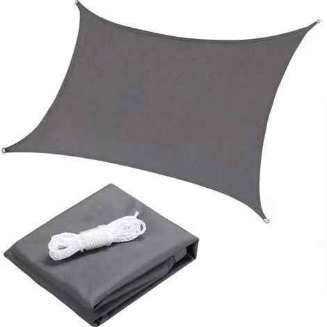 1 x voile d'ombrage 3 x 5 m - Store d'extérieur imperméable et anti-UV pour terrasse de jardin, gris