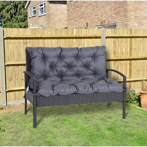 Coussin de banc de jardin 100 x 98 x 8 cm avec dossier, en polyester gris foncé HAVRYA (1/5)