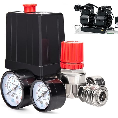 Pressostat compresseur 220 V, régulateur de pression avec bouton poussoir pour compresseur, 120 psi, 3000 l/min, 120 psi max. (1/5)