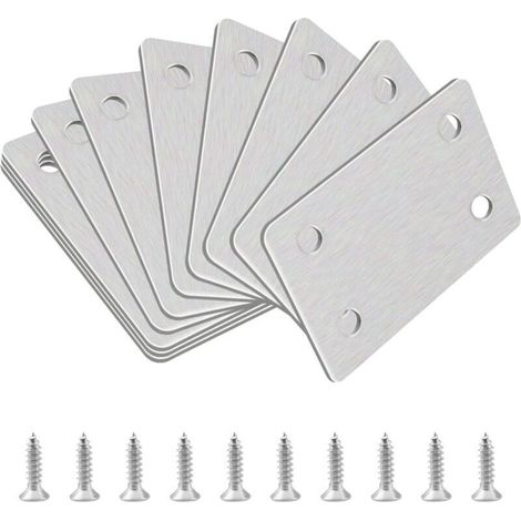 Supports de renfort d'angle plats, 10 pièces Support d'étagère de soutien droit en acier inoxydable Supports de renfort d'angle plats Réparation de plaques de réparation Assemblage