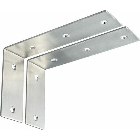 Support d'Étagère d’Élargissement Support d'Angle Brace de Tablette Réglable Murale à Suspendre en Verre/Bois avec Vis, Finition Brossée en Acier Inoxydable, 2 Pcs (1/5)