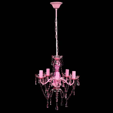 Maison Exclusive - Lampadario in Cristallo 5 Lampadine Rosa (1/5)