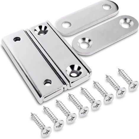 2 pièces Aimants Néodymes Rectangulaires avec Trou 40x13,8x5 mm, 15 kg de force + 2 rondelles en acier + 8 vis incluses (1/5)