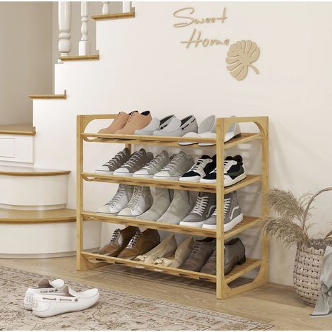MEUBLIV Scarpiera in bambù 76 x 33 x 67 cm naturale - 4 livelli (1/4)