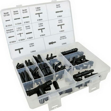 Ensemble de connecteurs de Tuyau de 113 pièces - 12 Tailles de pièce Droite et réducteur - pour Tuyau de système de Lave-Glace, tuyaux d'arrosage et système d'irrigation-DOU