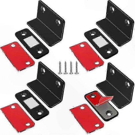 Set mit 4 ultradünnen L-förmigen Schranktürmagneten, starke Klebebefestigung für Schränke, robuster Magnetverschluss ohne Bohren (1/5)