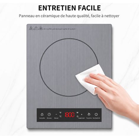 Plaque à induction portable 2000W 220V simple foyer verre vitrocéramique noir 220v 1,5 kg – Livraison gratuite (1/5)
