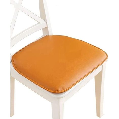 Lot de 4 coussins chaise salle à manger cuir PU orange 43x40 cm, antidérapants, attaches, élégants
