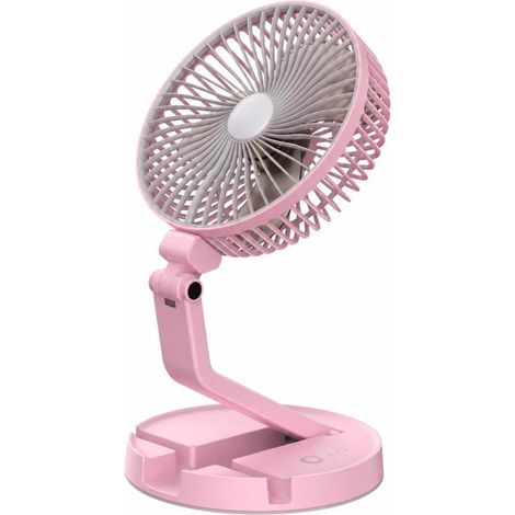 Ventilador de escritorio LED de 7 pulgadas, recargable (2600 mAh), plegable, portátil, 3 velocidades, apto para montaje en pared, ideal para viajes, oficina y hogar.