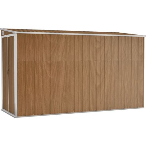 Helloshop26 – Abri de jardin métal 118 x 288 x 178 cm – Acier galvanisé marron – Résistant aux intempéries – Portes à double ouverture sécurisées (1/5)