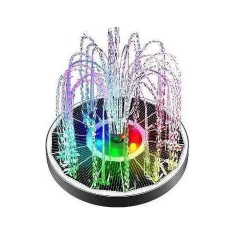 Fontaine solaire flottante avec panneau verre 3.5W, pompe à eau solaire pour bain d'oiseaux, jardin, étang, piscine et extérieur – panneau noir avec lumières colorées (1/4)
