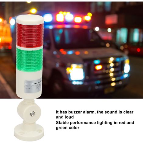 Lampe alarme LED rouge vert 24V modèle BEM-X-50-2K-D pour machine CNC et équipement mécanique, feu clignotant avec avertisseur sonore, base alu Ø50mm H235mm, 1 pièce (1/5)