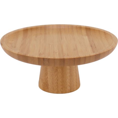 Einfacher, hoher Obstteller aus Massivholz, runde, hohe Obstschale, Holzfarbe (1/5)