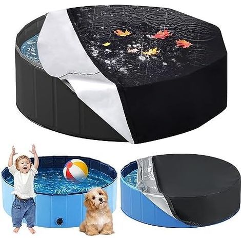 Couverture de piscine ronde pour chiens, couverture de piscine ronde avec cordon de serrage, imperméable et anti-poussière (120 x 30 cm)