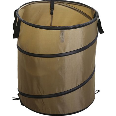 Sac à déchets de camping pliable Oxford vert foncé, poubelle portable D34 petite taille S avec clip, pour balcon et jardin. (1/5)