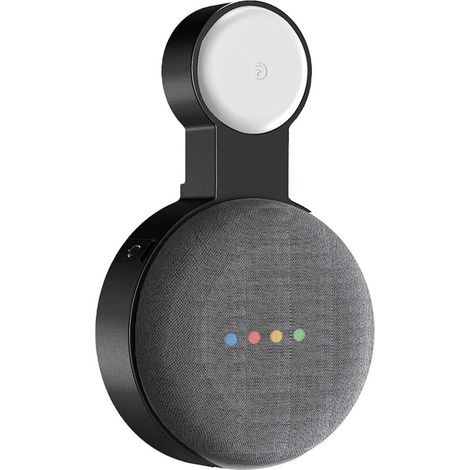 Support mural pour prise compatible avec l'assistant vocal Google Home Mini, accessoire gain de place avec gestion des câbles pour enceintes connectées, dissimule les fils disgracieux, à placer dans l (1/5)