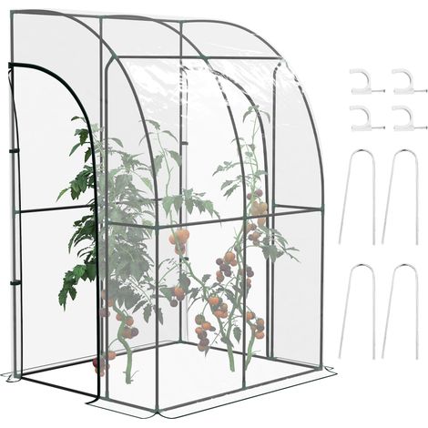 Anlehngewächshaus mit 2 Reißverschlussöffnungen aus transparentem PVC und einem robusten Stahlrahmen