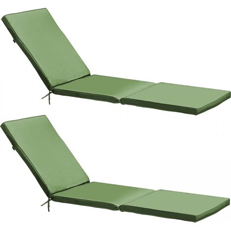 Lot 2 coussins bain de soleil polyester vert 186 x 53 x 5 cm