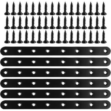 6 Pcs Plaque Perforée Noire Connecteurs plats Support de Plaque Perforée 244 x 20 x 3mm Plaque Fixation Metal Équerre Plate de Fixation Équerres Plates Support pour la Fixation de Meubles (1/5)