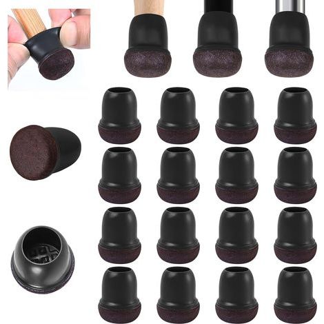 Chair Leg Protectors, 12-20mm Silicone Chair Pads with Thickened Felt, 16 Pieces Black Small Chair Pads Floor Protectors, Reduce Scratches (1/5)